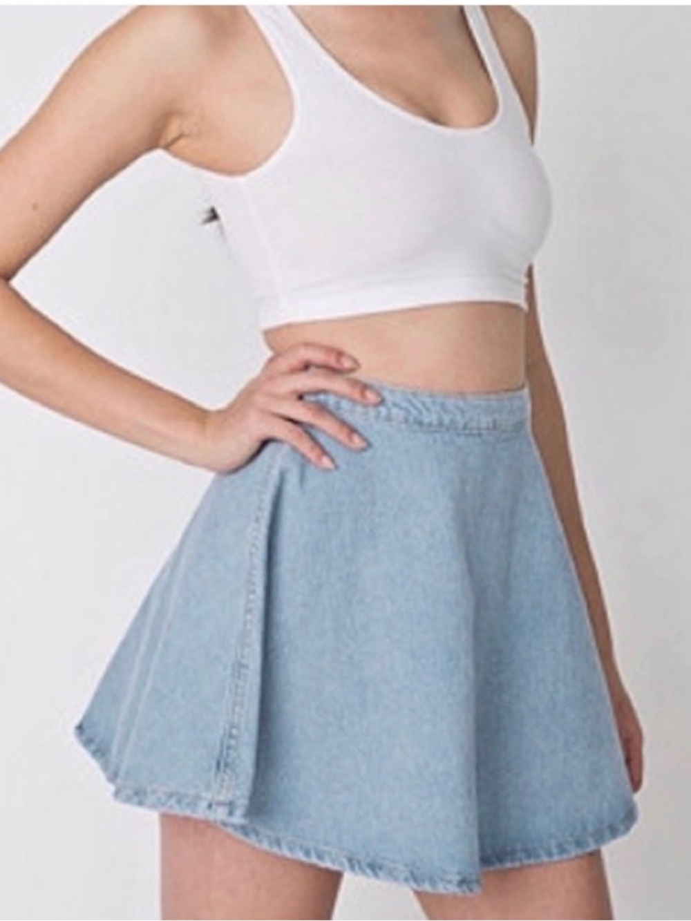 American Apparel Light Blue Denim A-Line Mini Skirt - Women XS